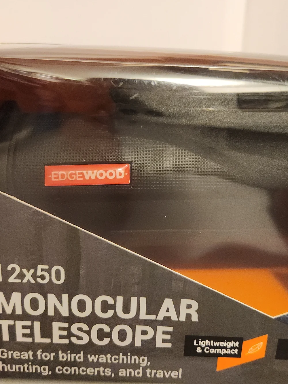 Edgewood 12x50 Monocular Telescope in Black and Orange Accents